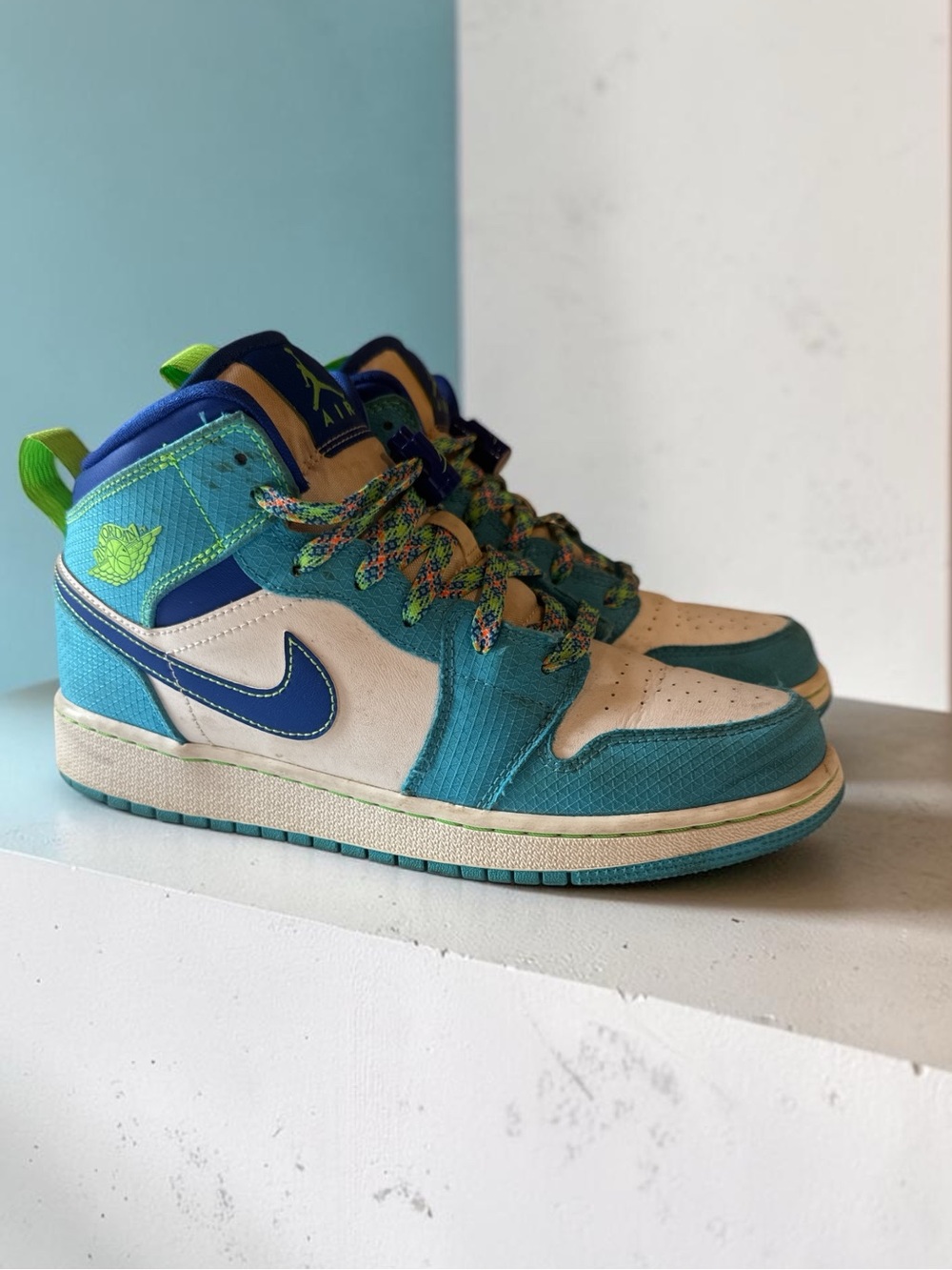 Nike Kids Blue, Teal and White High-Top Sneakers